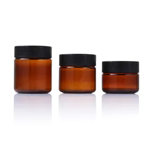 Cosmetic Packaging Empty Luxury 60ml 100ml 120ml plastic think wall PET amber jar with black lid and inner sealer in stock