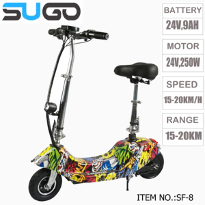 <span class=keywords><strong>Trottinette</strong></span> électrique colorée avec siège et amortisseur, <span class=keywords><strong>trottinette</strong></span> de loisirs au design graffiti de clown - Product Image 2