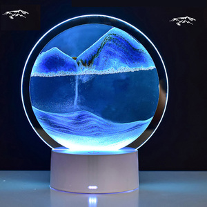 Moving Sand Art,3d Sand Art ภาพลึก Sandscape In Motion จอแสดงผล Flowing Quicksand นาฬิกาทราย Led โคมไฟ - Product Image 2