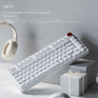 Clavier de jeu mécanique monobloc en aluminium blanc pur gravé sur le côté, interface USB, touches multimédias rétroéclairées, kit personnalisé