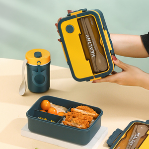 Hot Sell Japanese Style New Plastic Student Lunch Box Premium Plastic Wheat Straw Bento Lunch Box