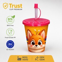 Gobelets en plastique avec couvercle et paille, réutilisables, jus écologique imprimé, vente en gros, mode