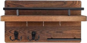 Porte-clés mural en bois rétro décoratif, organisateur de vêtements mural moderne et écologique en bois - Product Image 3