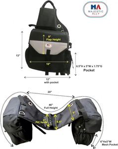 Sac de Selle Équestre BSCI Imperméable pour Cheval Western avec Porte-Bouteille – Sacs à Usage Spécifique - Product Image 4