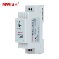 Alimentation à découpage sur rail DIN MWISH DR-15-5 15W 5V 2.4A pour armoire de contrôle d'automatisation industrielle et système de sécurité de bâtiment