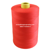 5000 kain jahit poliester Spun 100% baru Virgin celup TFO meter merah Cina mengkilap 20/2 40/2