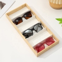 Plateau à lunettes en bois de bambou avec étui de présentation en velours, boîte à lunettes à plusieurs compartiments, boîte de rangement pour lunettes de soleil
