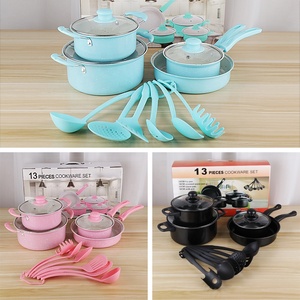 Shopee Hot <strong>Sale</strong> 13 Pcs Kitchen Pink Blue <strong>Pots</strong> <strong>and</strong> <strong>Pans</strong> Iron <strong>Non</strong> <strong>Stick</strong> Cookware <strong>Sets</strong> - Product Image 6