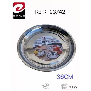 Mnj Stainless Steel Round Tray 36Cm 6Pcs Storage Trays - Product Image 3