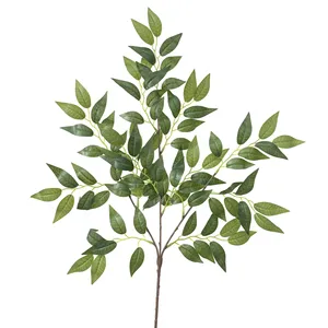 Hojas Verdes <span class=keywords><strong>Artificiales</strong></span> de Alta Calidad, Hoja de Árbol de Banyan Francés, Decoración para Jardín, Paisajismo y Bodas, Tallo de Vegetación - Product Image 5