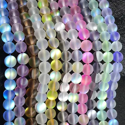 China Hersteller Fancy Glitter Matte Runde Naturstein Perlen für die Schmuck herstellung