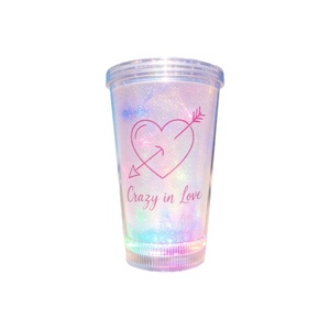 16oz Durable <b>Double</b> <b>Wall</b> PP Tumbler with Light-up Feature Lid & Straw Eco-Friendly & Food Safe Reusable for Events Made Zhejiang - Product Image 5