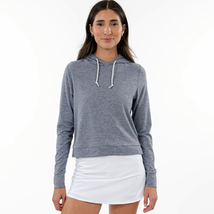 Ropa deportiva con capucha para mujer, chaqueta de entrenamiento de invierno para gimnasio y correr, cuello con capucha y logotipo frontal - Product Image 6