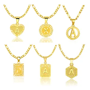 Custom Jewelry PVD Plating Initials Pendant Necklace Women's 14K Gold Plated Name Letter Necklace