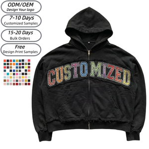 Sudadera con Capucha para Hombre, Estilo Vintage, Lavada, con Pedrería, Corte Cuadrado, Oversize, 420 g/m², Algodón de Alta Calidad, Personalizable OEM, TKAN551 - Product Image 1