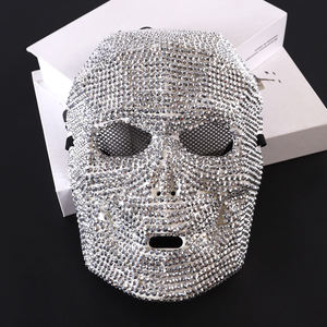 סיטונאי יוקרה פלסטיק כסף rhinestone מלא פנים הגולגולת מסכות המפלגה ליל כל הקדושים - Product Image 1