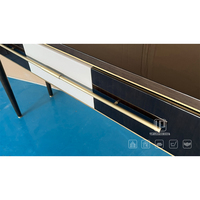 Table console moderne noire brillante avec tiroir et poignée chromée, vente directe d'usine, pour entrée et couloir