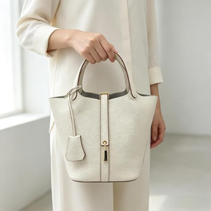Sac cabas minimaliste pour femme, couleur unie, en microfibre, cuir synthétique, fermeture à fermoir, toutes saisons, usage quotidien - Product Image 1
