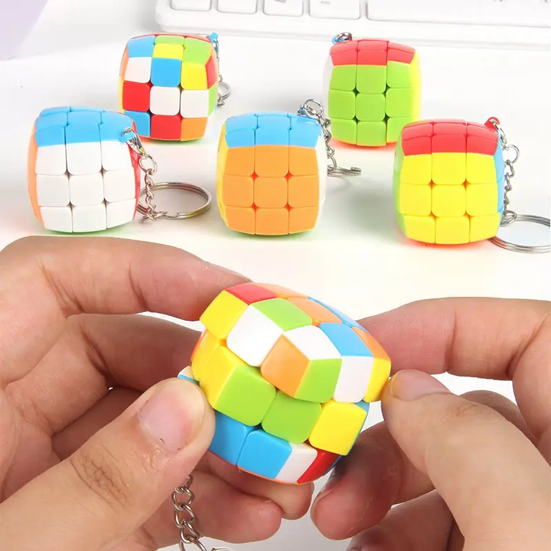 Custom High Quality Solid Color Stickerless 3.0CM Color Pendant Kids Puzzle Toy Pocket Jewelry Mini Magic Cube Keychain