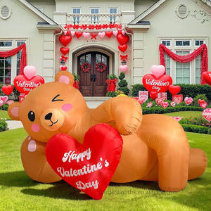 Décorations gonflables de la Saint-Valentin de 2,4 m en forme d'ours allongé avec éclairage LED pour jardin, pelouse, toit et mariage - Product Image 4