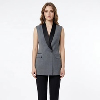 Gilet Blazer Sans Manches à Col Rabattu pour Femme, Style Décontracté et Professionnel, Idéal pour le Bureau et les Tenues de Travail
