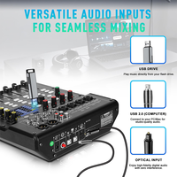 Console de mixage numérique professionnelle 8 canaux MX8208 avec lecteur MP3 BT/USB, alimentation fantôme 48V, égaliseur 6 bandes