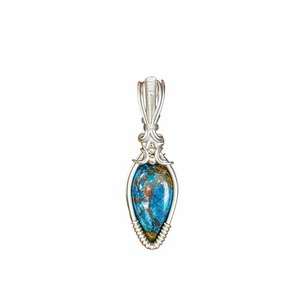 NIKHIL GEMS Élégant Pendentif Vintage en Cristal d'Azurite Shattuckite Fait Main en Argent Sterling, Bijou de Guérison, Cadeau pour Elle, Fiançailles - Product Image 6