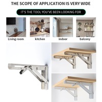 Support d'étagère pliable robuste en métal pour fixation murale, idéal pour table murale, établi, garage, rangement de cuisine, bricolage et rénovation domestique