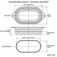 Panier de levage pliable en silicone pour la maison 28,5*17,5 cm, plateau de fermentation réutilisable et pliable pour la pâte