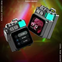 Haut-parleur intelligent avec écran LED, écran tactile, contrôle du volume, informations météorologiques et éclairage RVB.