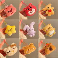 Porte-clés en peluche Kawaii en coton en gros, pendentif animal en peluche mignon de dessin animé, rembourré en coton PP, certifié CE pour accessoire de sac