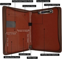 Bolsa de carpeta de archivos de cartera de cuero PU A4 de oficina al por mayor, carpeta de documentos con cremallera, bolsa de archivo de cuero ejecutivo