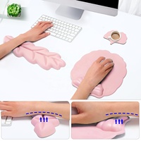 Ensemble clavier de jeu léger et confortable avec repose-poignets en forme de feuille et tapis de souris, base en caoutchouc de silicone personnalisable, en stock
