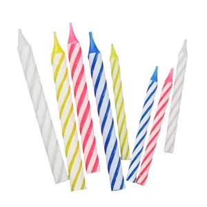 Atacado decorativa parafina colorida espiral aniversário vela set Price private label decoração espiral vara vela