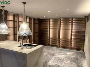 Petit porte-vin en bois doré moderne, armoire de cuisine pour bar à domicile, cave à vin, hôtel ou salon - Product Image 2