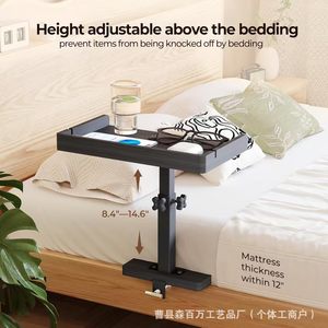 Wooden Bedside <b>Table</b> <b>Adjustable</b> Height Nightstand With Phone Charging Stand And Cup Holder For Bed Use - Product Image 2