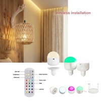 Lampe murale LED en rotin et bois tressé avec ampoule LED RGB rechargeable, commande par télécommande, design rétro pour salon de thé, maison d'hôtes, chambre à coucher
