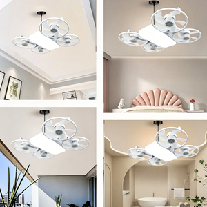 Lampada <span class=keywords><strong>Ventilatore</strong></span> a Soffitto a LED E27 Pieghevole <span class=keywords><strong>con</strong></span> Telecomando e Dimmer, Design Moderno a Forma di Drone per Casa - Product Image 4