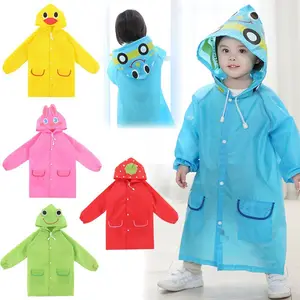 Custom Full Color Printing Sleeves Rain Coat Rubber Poncho Waterproof Trench Raincoat For Kid Children Girl Boy Hat Unisex