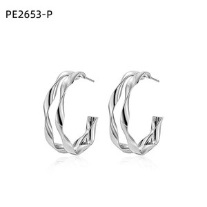 Pendientes de aro Amy Amy Fashion, aleación chapada en rodio, joyería de fiesta para mujer PE2653 - Product Image 1