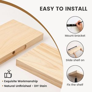 Estantes flotantes de granja Estante de pared de madera rústica-Estante de almacenamiento de madera de pino macizo Premium para cocina Sala de estar Dormitorio - Product Image 5