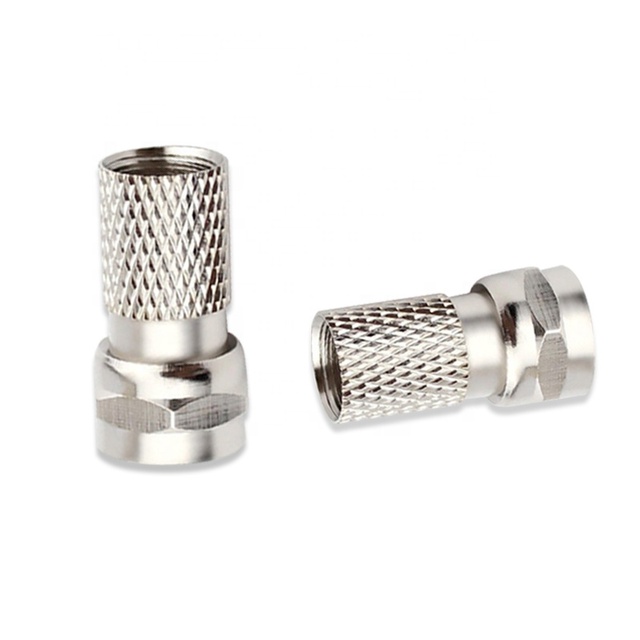 Kico Twist on RG6 Coaxial Cable F Type Screw Connector Silver Zinc Alloy 16mm for CCTV Adapter Coupler