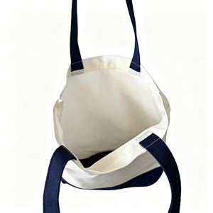 Custom logo canvas tote <b>bag</b>, <b>white</b> with navy blue strap, OEM/ODM, custom canvas <b>bag</b> size and logo color - Product Image 5