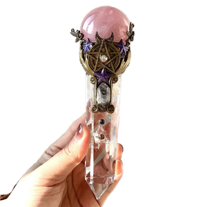 High Quality Rose Quartz Magic Wand Natural Energy Healing Crystal Engraving Stone Crafts for Yoga and Reiki Gift