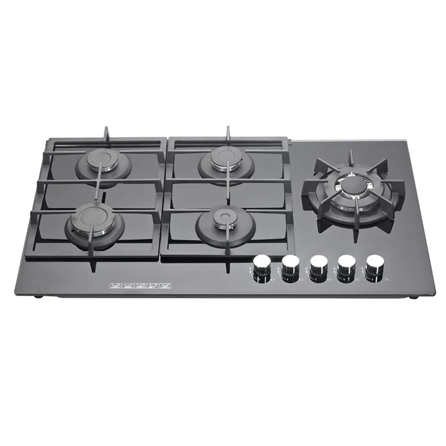 Easy Clean Gas cooker built in gas hob kitchen cooker hob stove glass panel built in hob glass cooker 5 burners