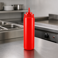 Bouteille de sauce en gros à presser, contrôle des portions, en PP de qualité alimentaire, 32 oz, rouge, rechargeable, pour restaurant