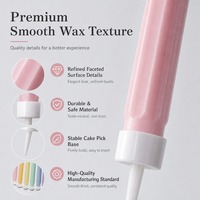 Bougies de fête géométriques à facettes, longues et effilées, en pastel mat doux, pour anniversaire, avec bases stables pour gâteau