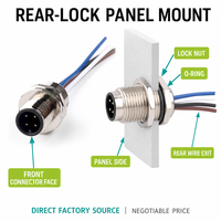 Kabel Sensor Perakitan Panel Mount Tahan Air IP67 M12 4/5-Pin dengan Konektor Bundar PG9 Berlapis Emas Tembaga
