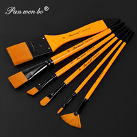 Panwenbo pinceaux de peinture à l'huile acrylique aquarelle 6 pièces pinceaux acryliques à l'huile ensemble de pinceaux de peinture pour cheveux en nylon