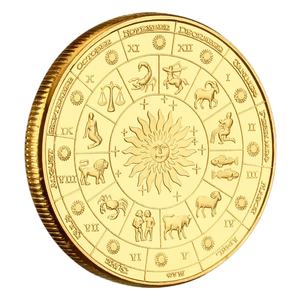 Monedas de recuerdo del zodiaco chapado en oro <span class=keywords><strong>Cancer</strong></span> Tarot Wish Lucky Sun God moneda coleccionable decoración del hogar - Product Image 6